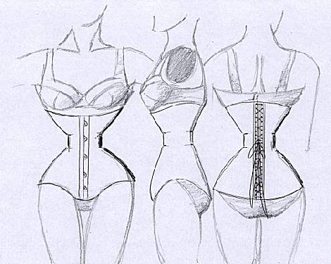 Ofenrohr Korsetts (Stemwaist, pipe-stem)